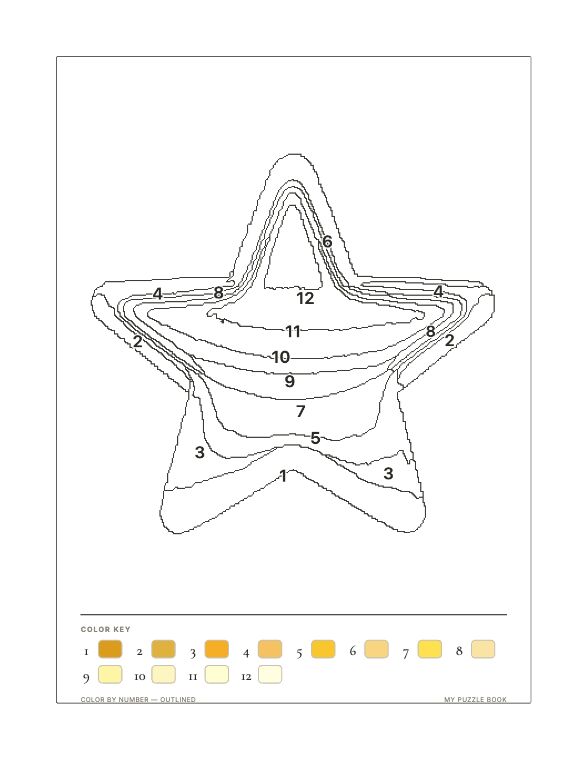 A Color by Number — Outlined page produced by Build Puzzle Books.