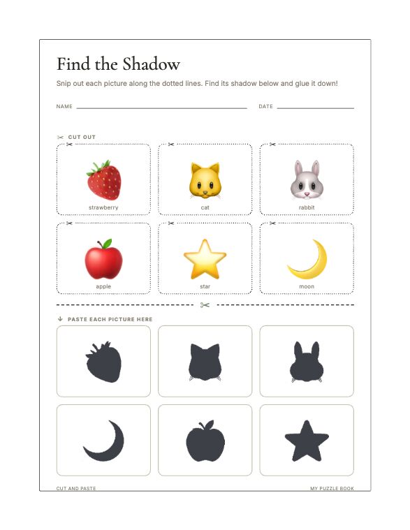 A Cut and Paste page produced by Build Puzzle Books.